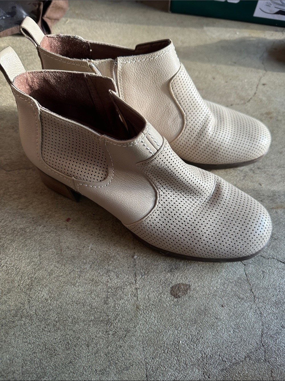 Women's Perforated Cream Ankle Booties